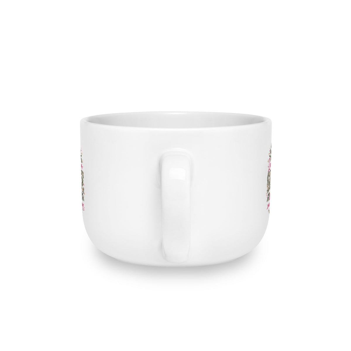 25oz Ceramic Latte Mug — Floral Leopard Accent with Message: “I will stand in grace even in the unknown”