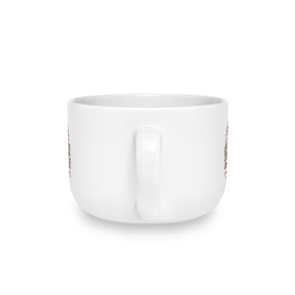 25oz Ceramic Latte Mug — Floral Leopard Accent with Message: “I will stand in grace even in the unknown”