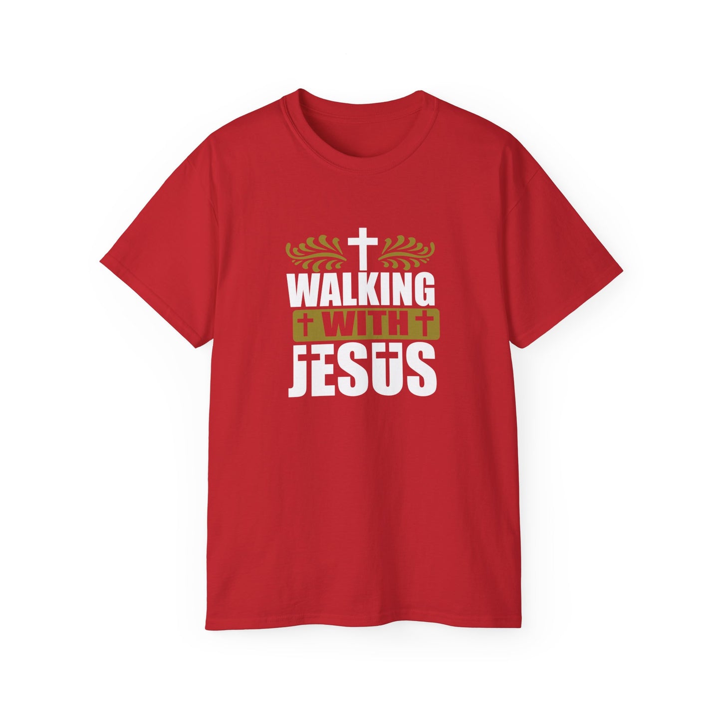 Walking With Jesus Unisex Christian Ultra Cotton Tee Printify
