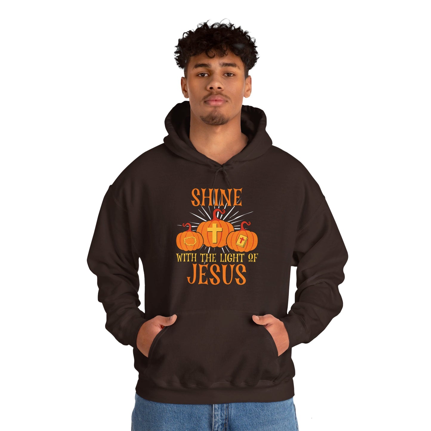 Shine With The Light Of Jesus Halloween Unisex Christian Pullover Hooded Sweatshirt