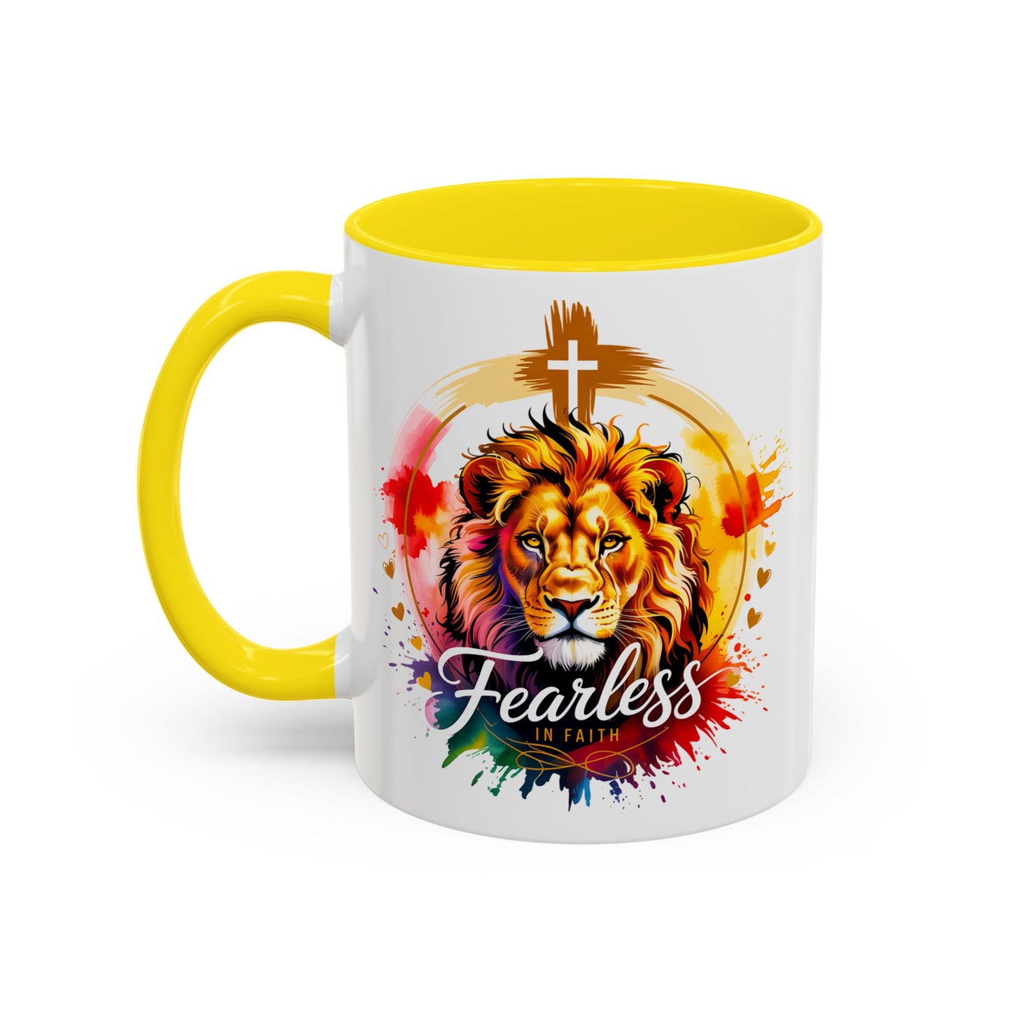 Fearless in Faith Lion Coffee Accent Mug - 11oz & 15oz Inspirational Drinkware