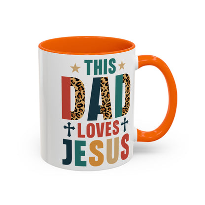 This Dad Loves Him Accent Coffee Mug - Perfect Gift for Father's Day and Christian Dads