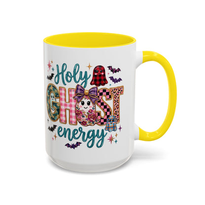 Accent Christian Coffee Mug — "Holy Ghost Energy" Halloween Cute Spooky Ceramic Mug (11/15oz)