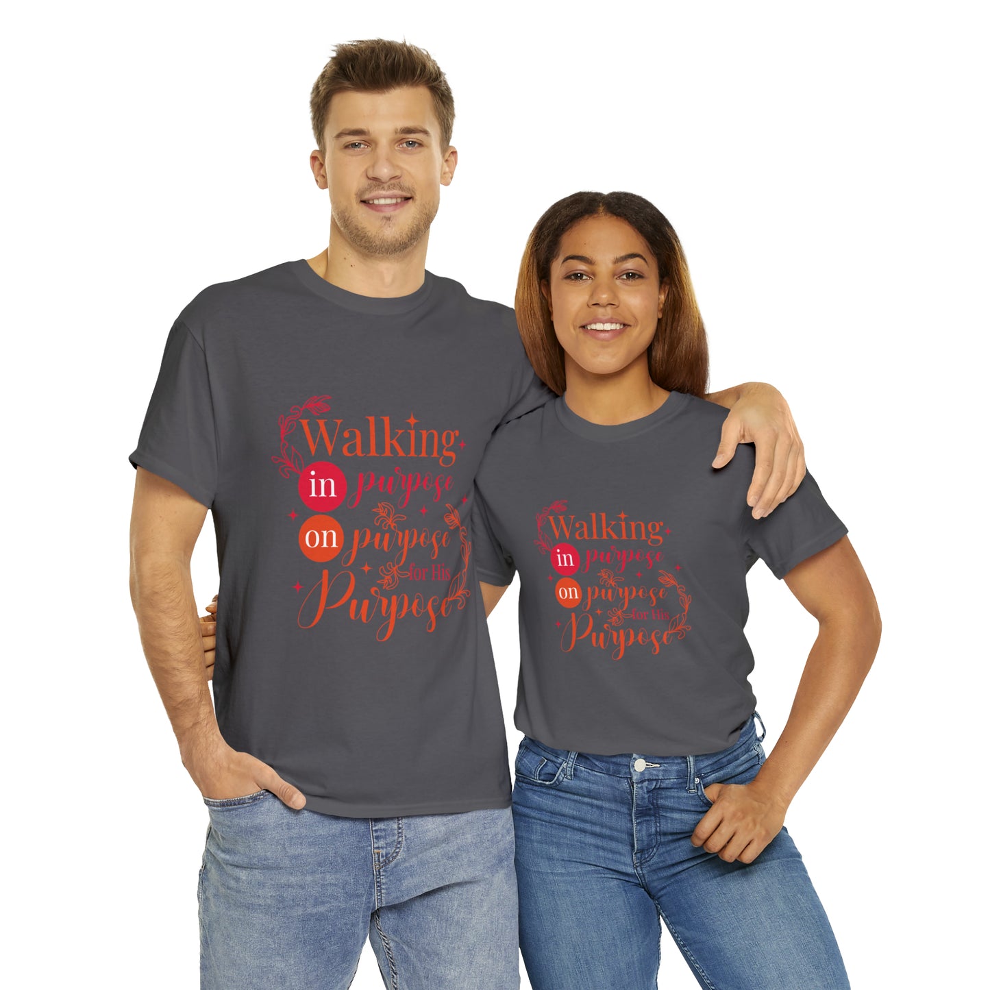 Walking In Purpose On Purpose For His Purpose Unisex Heavy Cotton Tee