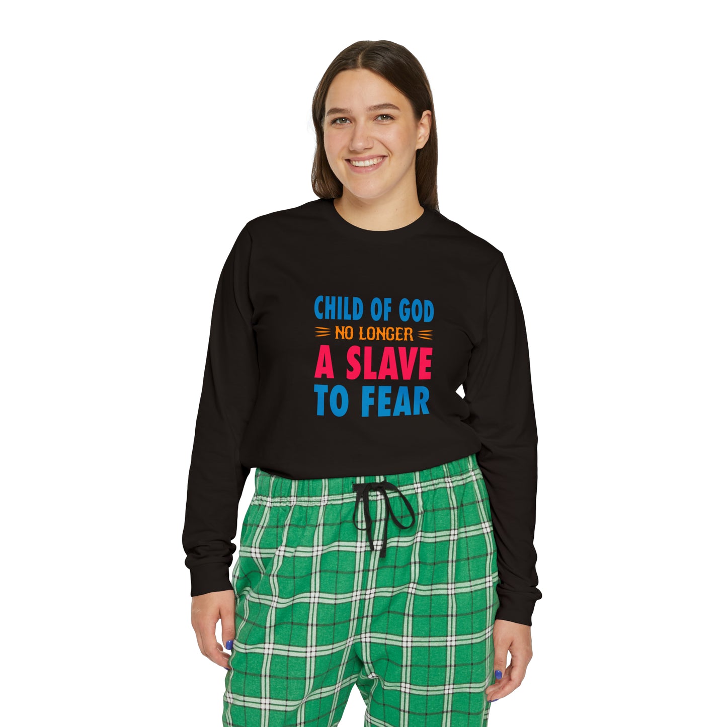 Child Of God No Longer A Slave To Fear Women's Christian Long Sleeve Pajama Set Printify
