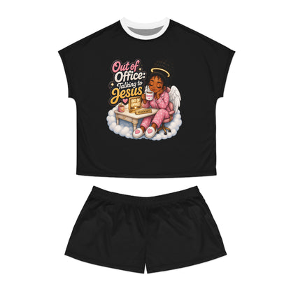 Women’s Pajama Set - “Out of Office: Talking to Jesus” Angelic Lounge Sleepwear - ClaimedbyGodDesigns