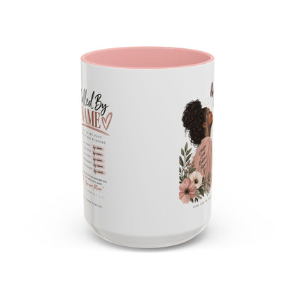 Called By Name Christian coffee mug with floral portrait, Isaiah 43:1 gift for her
