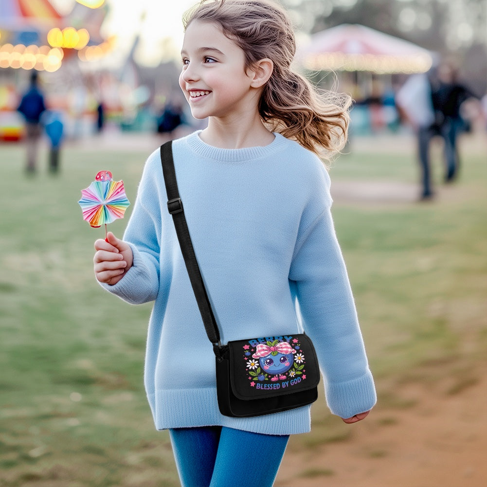 Berry Blessed By God Christian Kids Flap Crossbody Bag