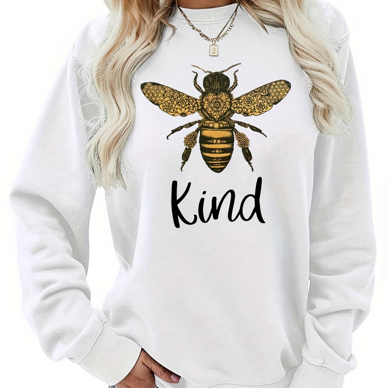 Bee Kind (2) Women's Christian Pullover Sweatshirt claimedbygoddesigns
