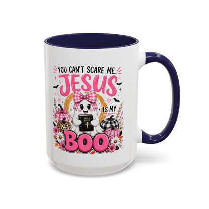 You Can’t Scare Me Jesus Is My Boo Coffee Mug — Halloween Christian Accent Mug