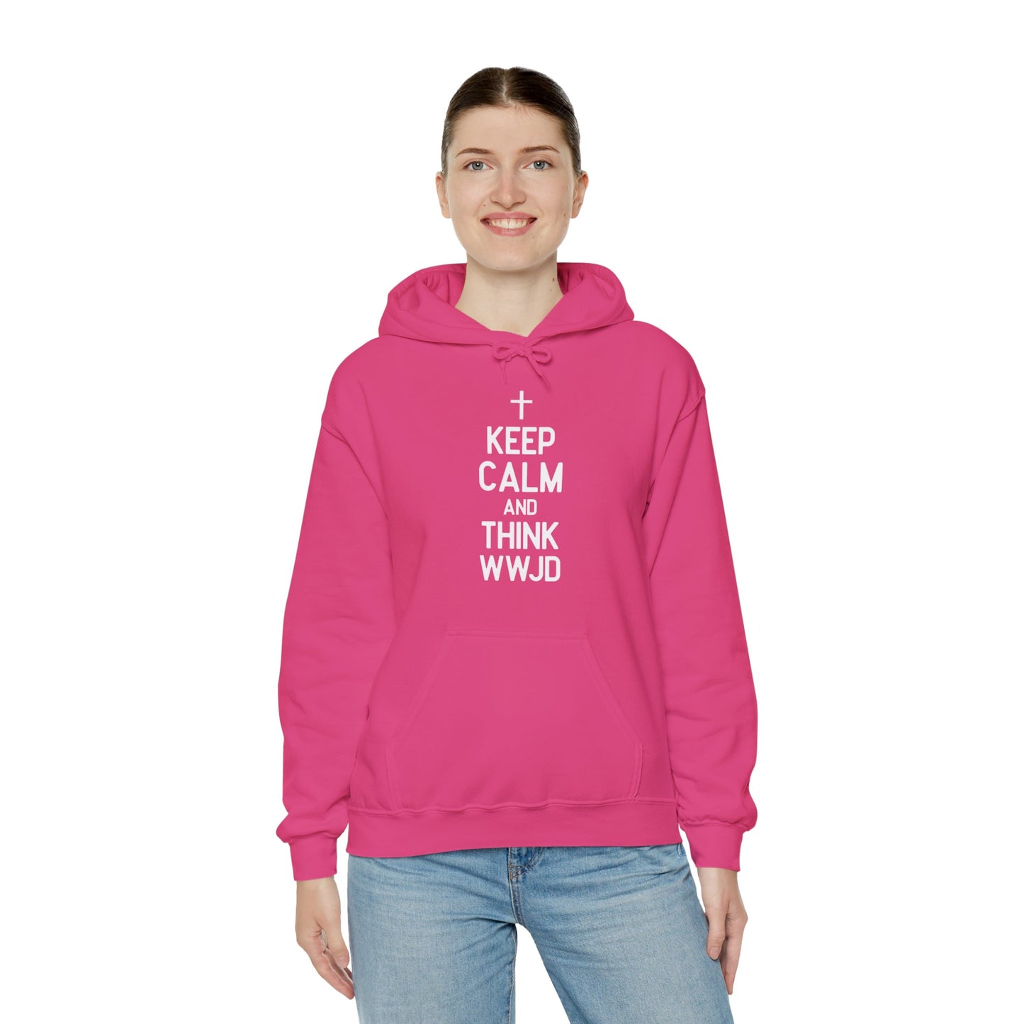 Keep Calm And Think What Would Jesus Do (wwjd)Unisex Christian Hooded Pullover Sweatshirt