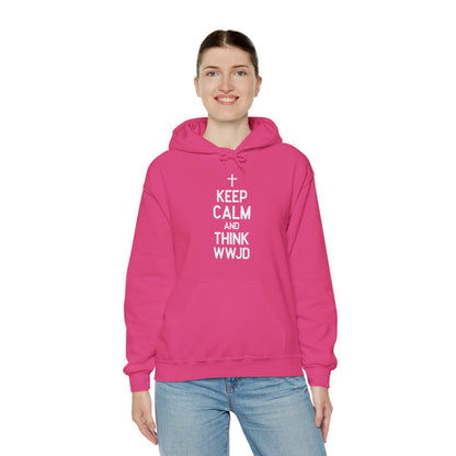 Keep Calm And Think What Would He Do (wwjd)Unisex Christian Hooded Pullover Sweatshirt