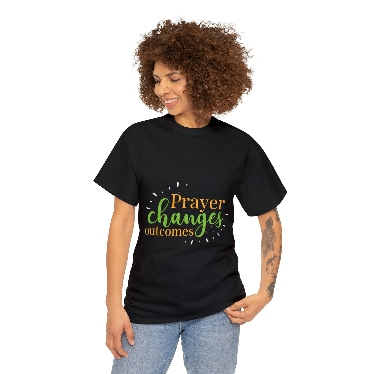 Prayer Changes Outcomes Unisex Heavy Cotton Tee