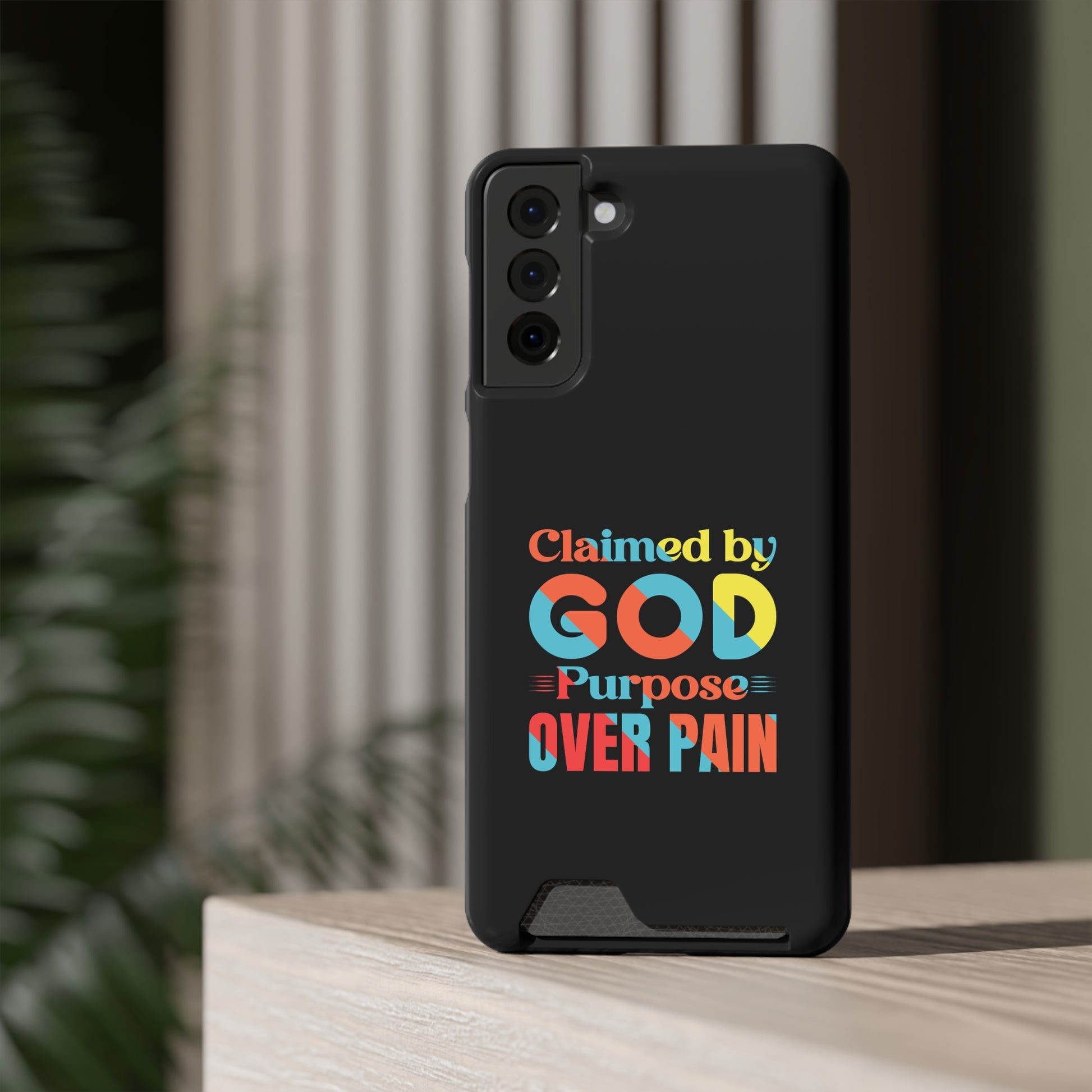 Claimed By God Purpose Over Pain Christian Phone Case With Card Holder Printify