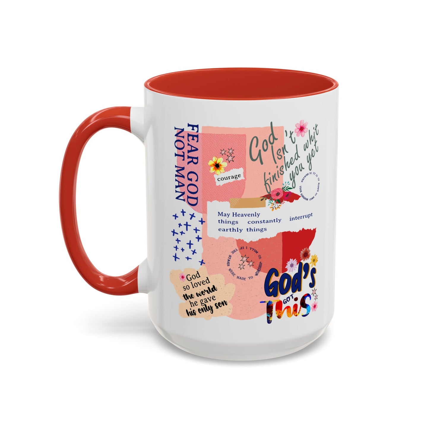 Inspirational Accent Coffee Mug - 11 & 15oz - Fear Him Not Man - Perfect Gift for Friends and Family