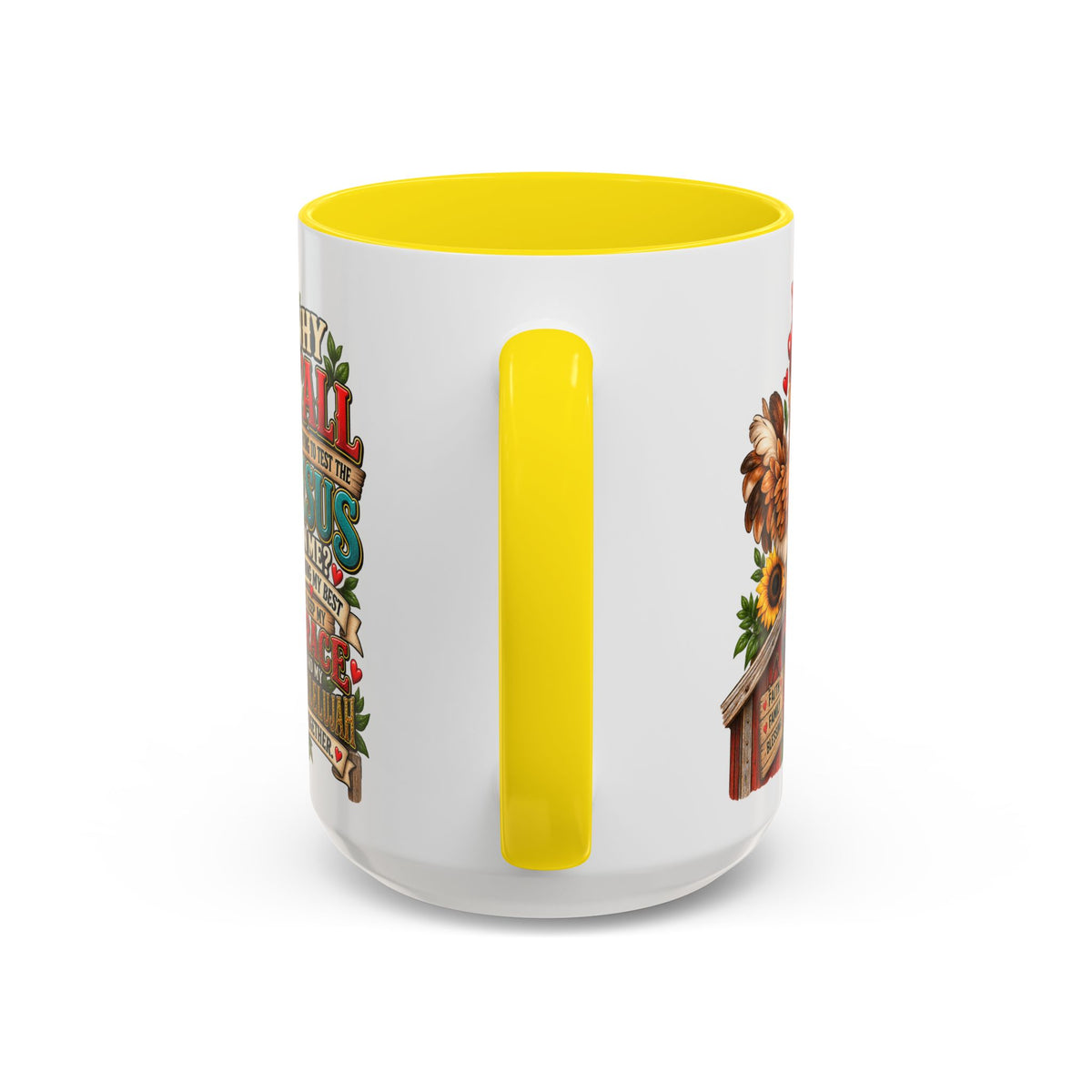 Christian Farmhouse Coffee Mug — "Why Y'all Keep Trying to Put Jesus in Me?" Accent Mug