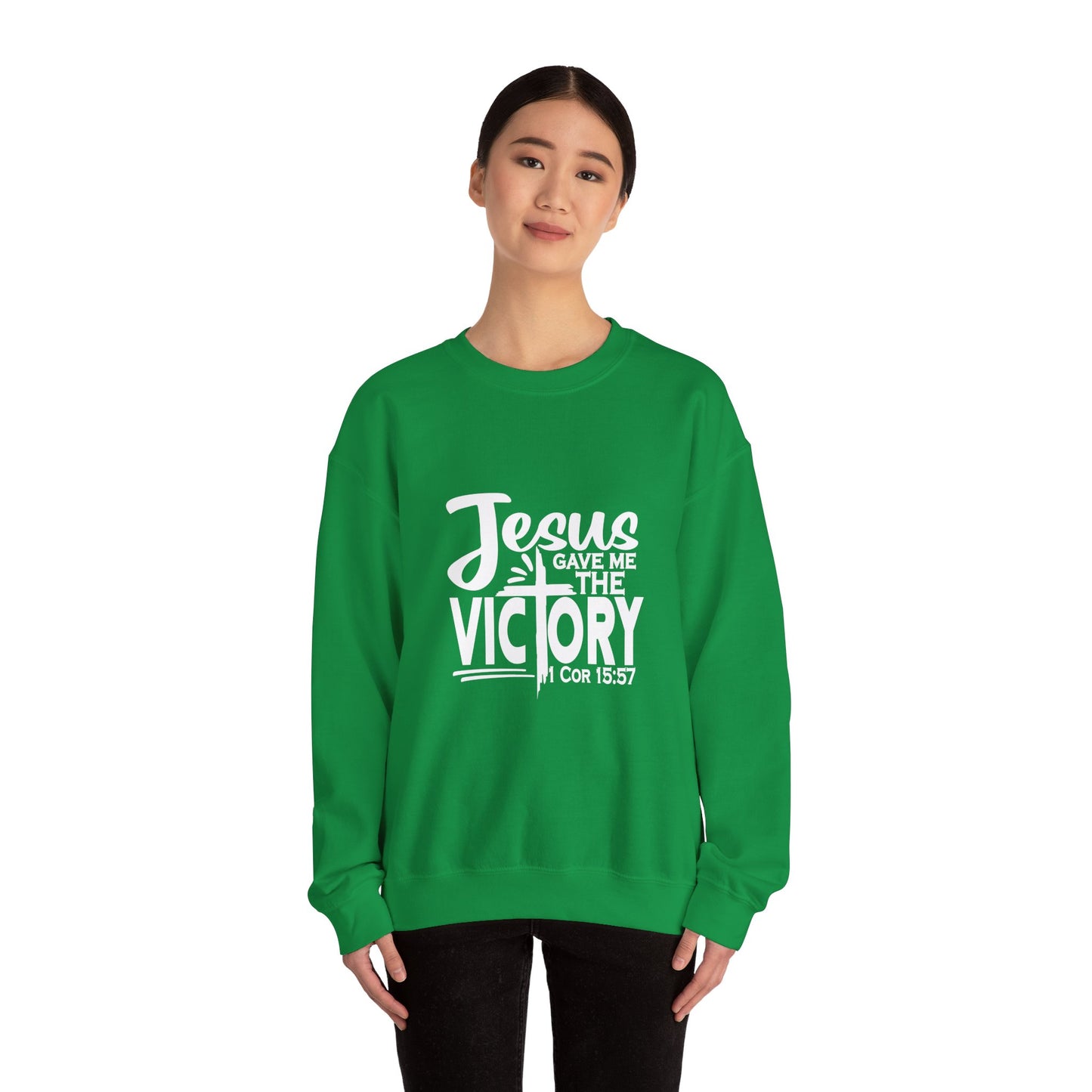 Jesus Gave Me The Victory Unisex Heavy Blend™ Crewneck Christian Sweatshirt