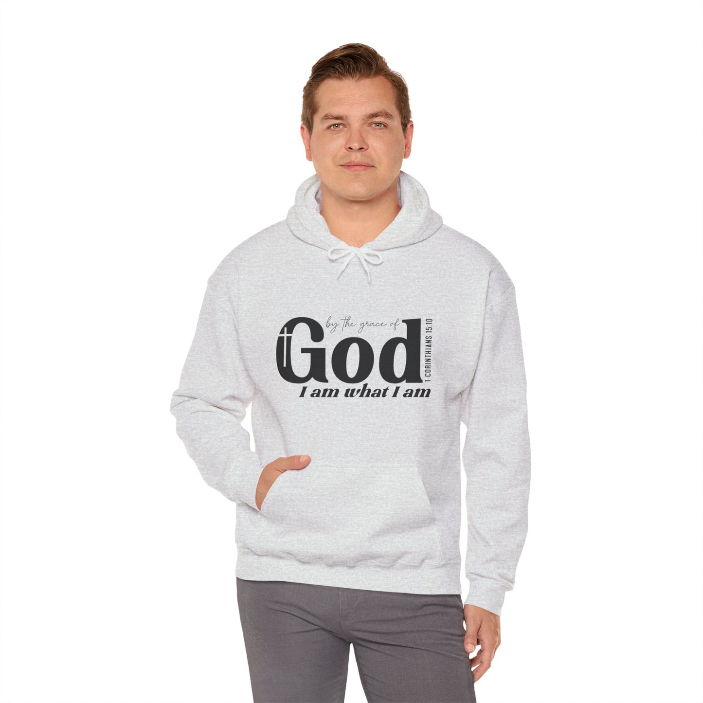 1 Corinthians 15:10 By The Grace Of God I Am What I Am Unisex Christian Pullover Hooded Sweatshirt