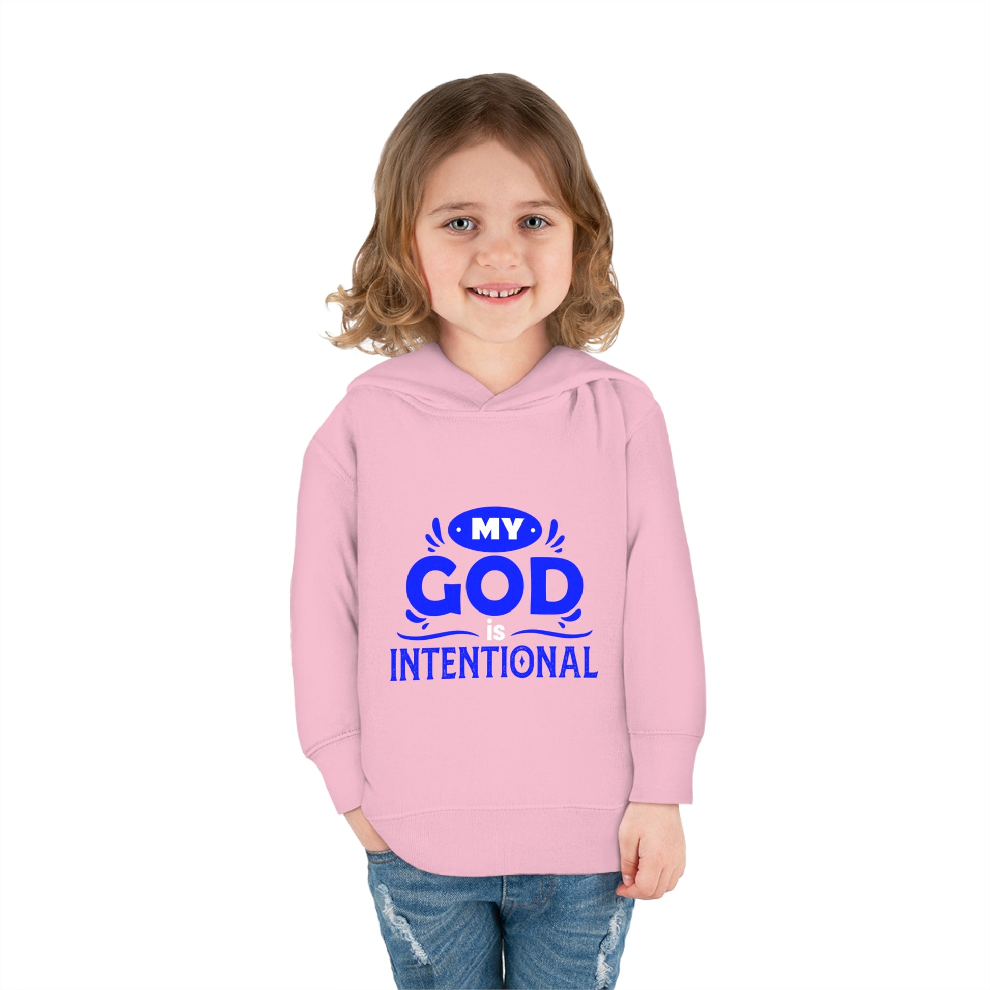 My God Is Intentional Toddler Pullover Fleece Hoodie Printify