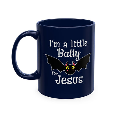 I'm a Little Batty for Jesus Mug – Christian Halloween Ceramic Coffee Cup