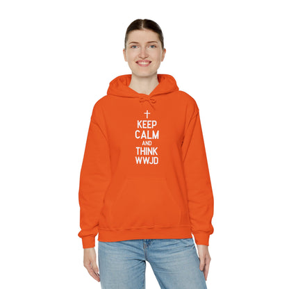 Keep Calm And Think What Would He Do (wwjd)Unisex Christian Hooded Pullover Sweatshirt