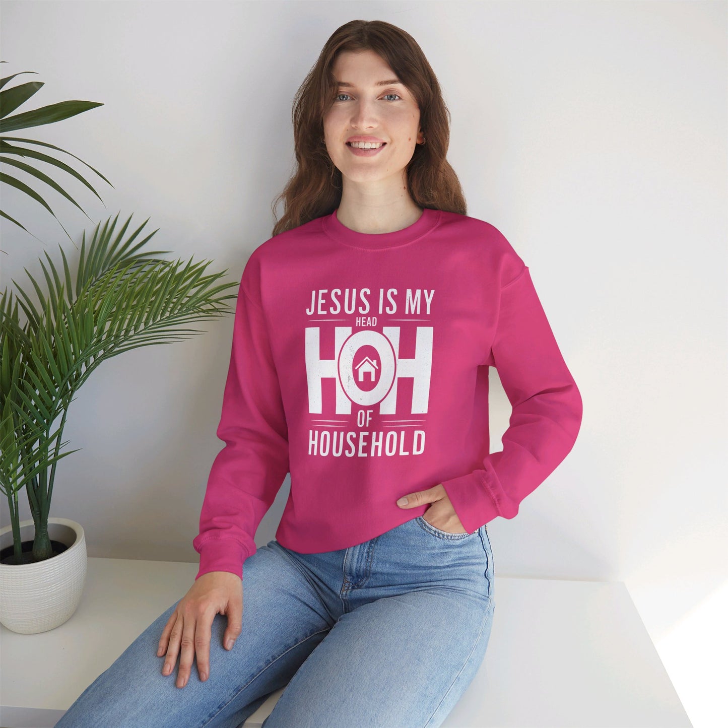 Jesus Is My Head Of Household HOH  Unisex Heavy Blend™ Crewneck Christian Sweatshirt