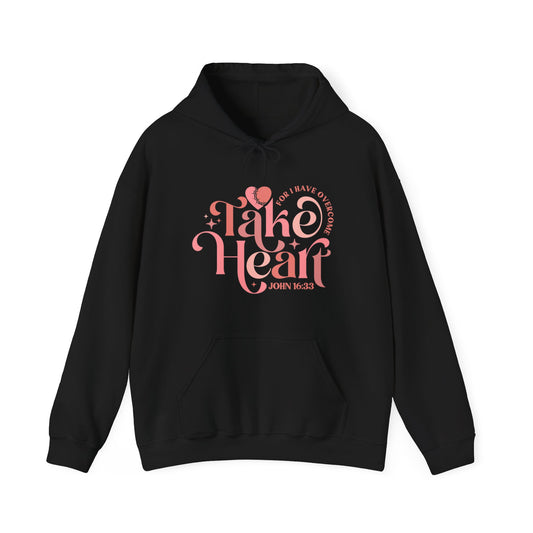 Take Heart For I Have Overcome Unisex Christian Hooded Pullover Sweatshirt