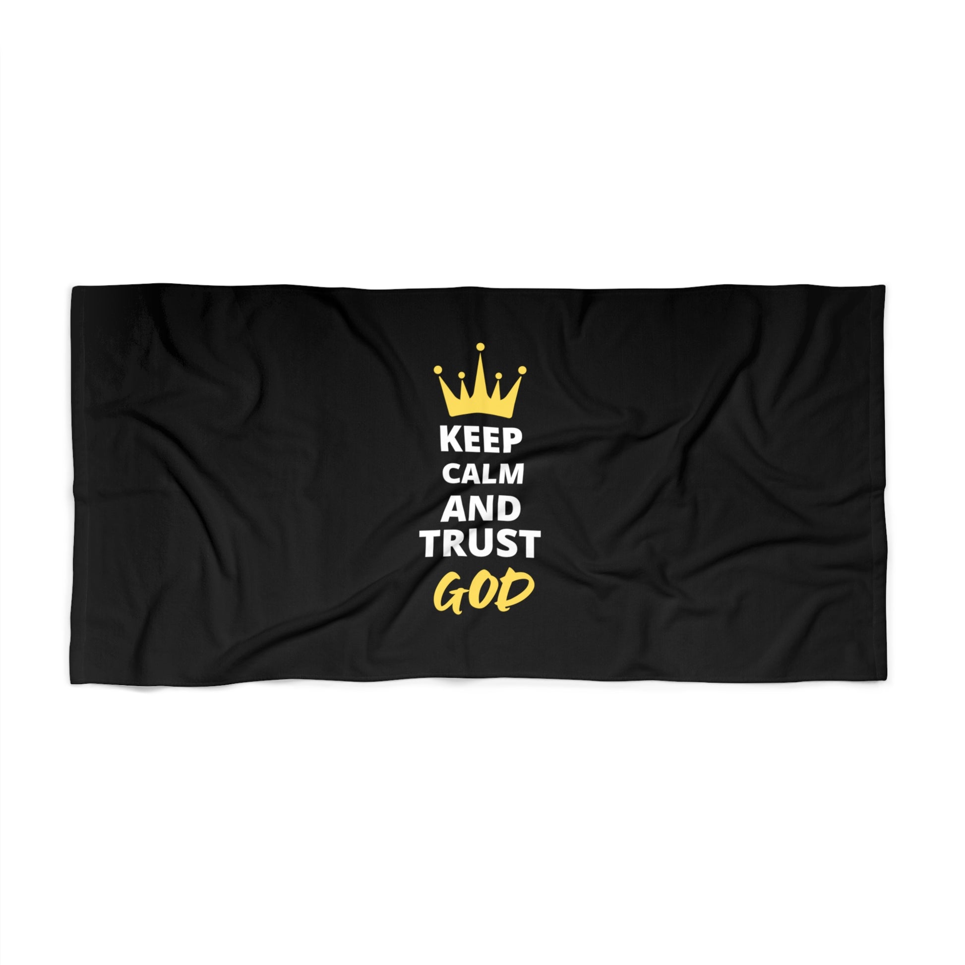 Keep Calm & Trust God Christian Beach Towel Printify