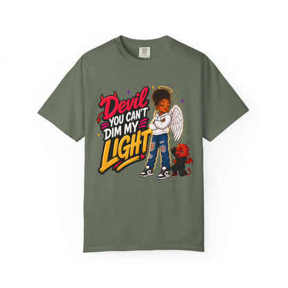 Devil You Can't Dim My Light T-Shirt — Afro Angel Graphic Tee