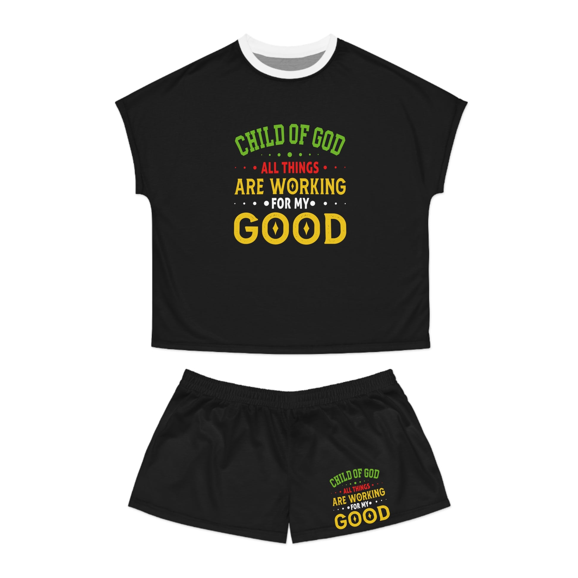 Child Of God All Things Are Working For My Good Women's Christian Short Pajama Set Printify