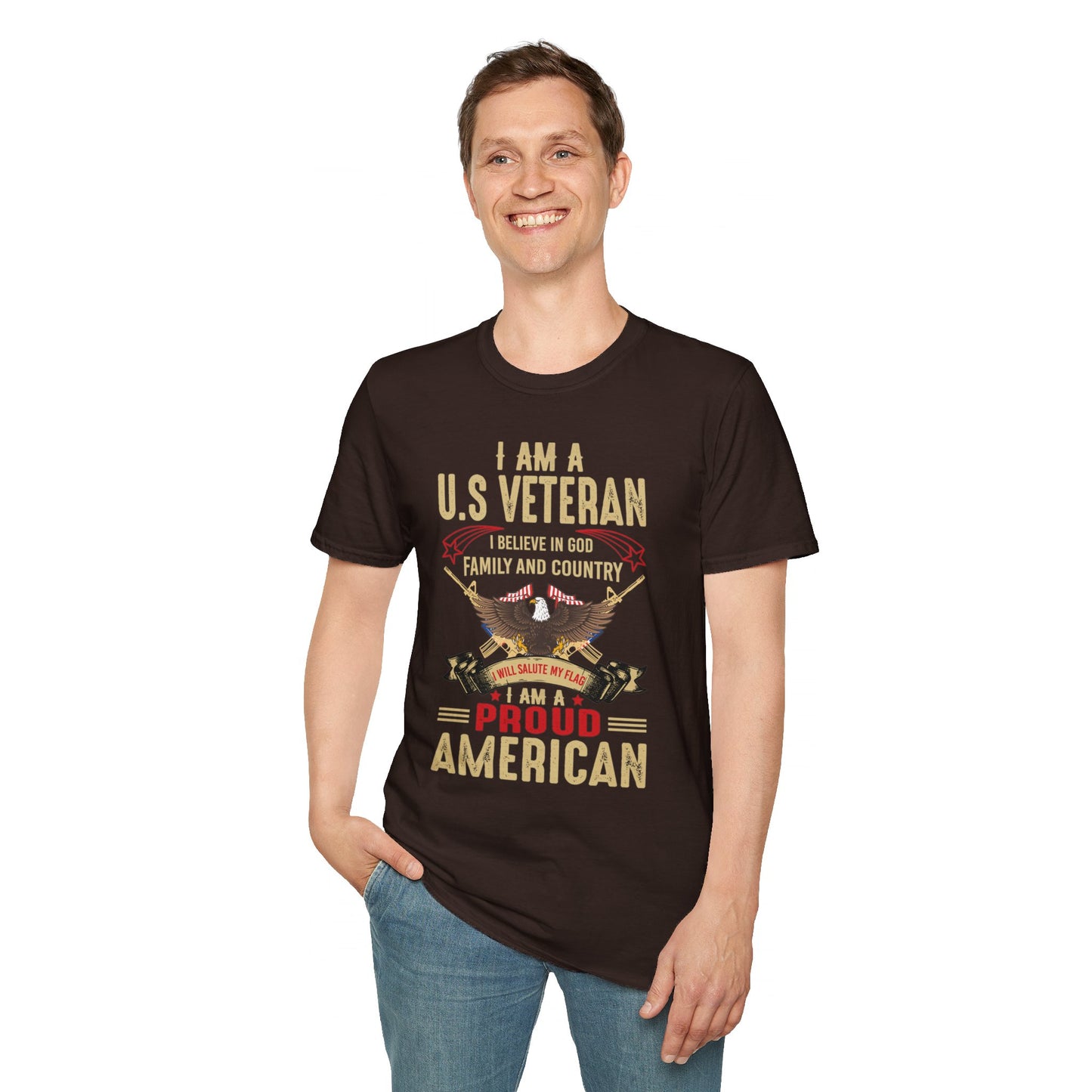 I Am A US Veteran I Believe In God Family And Country I Am A Proud American Patriotic Christian Unisex T-shirt