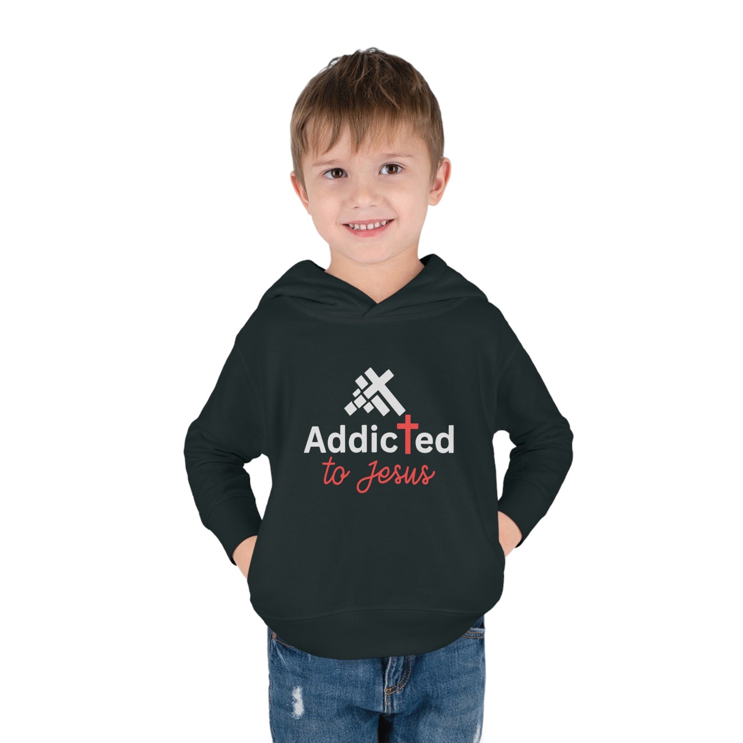 Addicted To Jesus Christian Toddler Pullover Fleece Hooded Sweatshirt