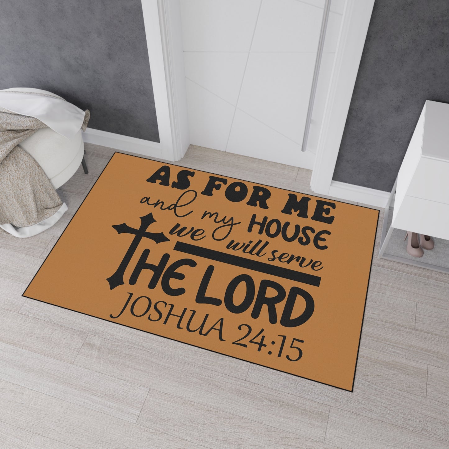 Christian Heavy Duty Floor Mat, We Will Serve Decor, Religious Entryway Rug, Scripture Welcome Mat, Inspirational