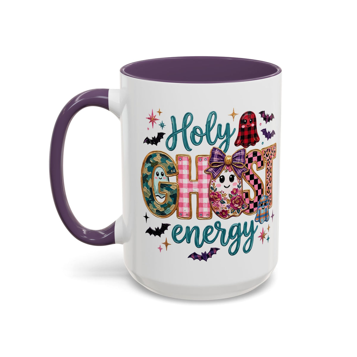 Accent Christian Coffee Mug — "Holy Ghost Energy" Halloween Cute Spooky Ceramic Mug (11/15oz)