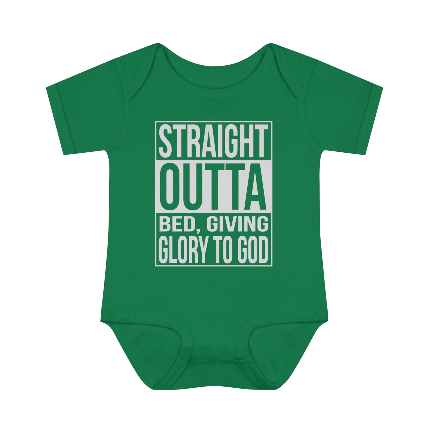 Straight Outta Bed Giving Glory To God Christian Baby Onesie Printify