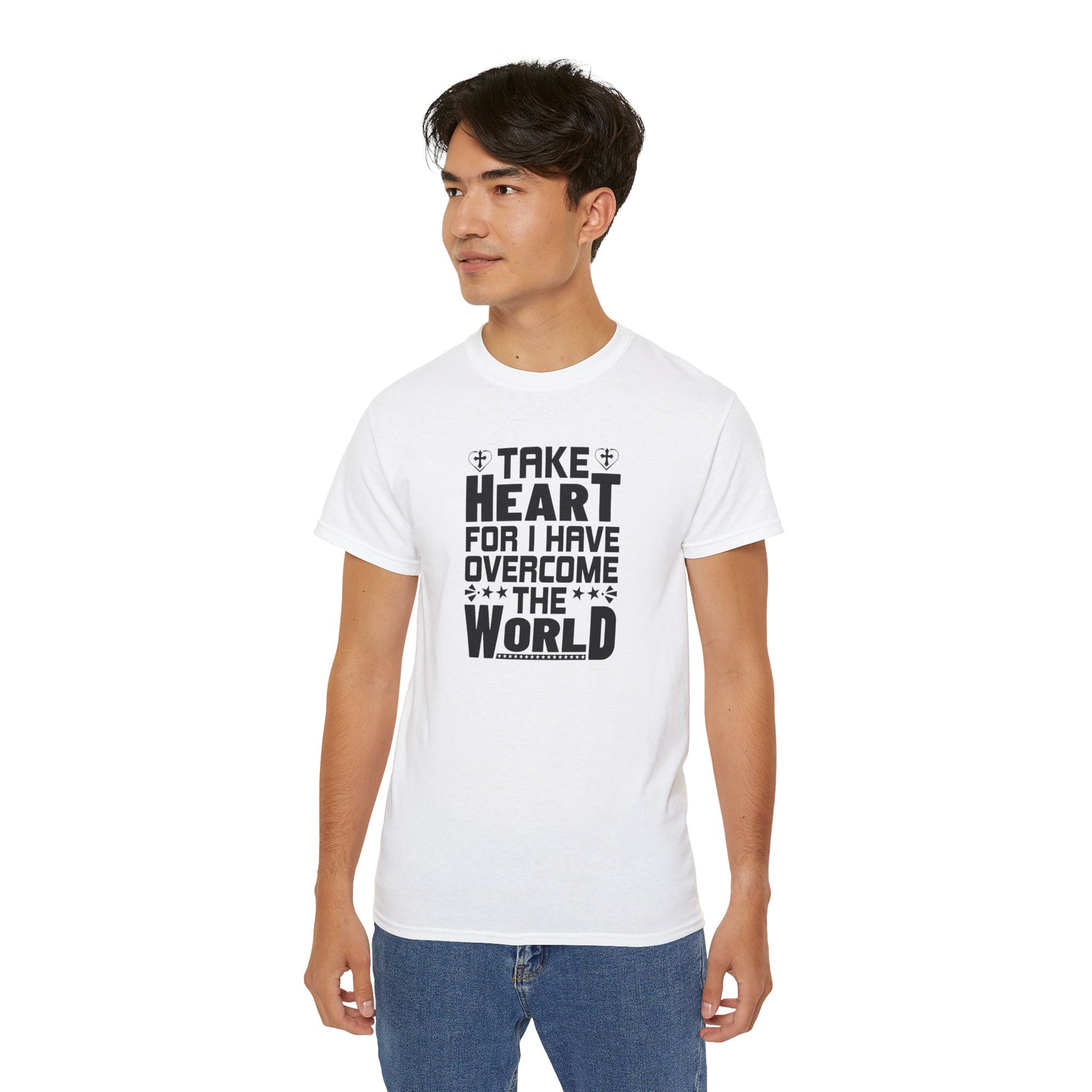 Take Heart For I Have Overcome The World Unisex Christian Ultra Cotton Tee Printify