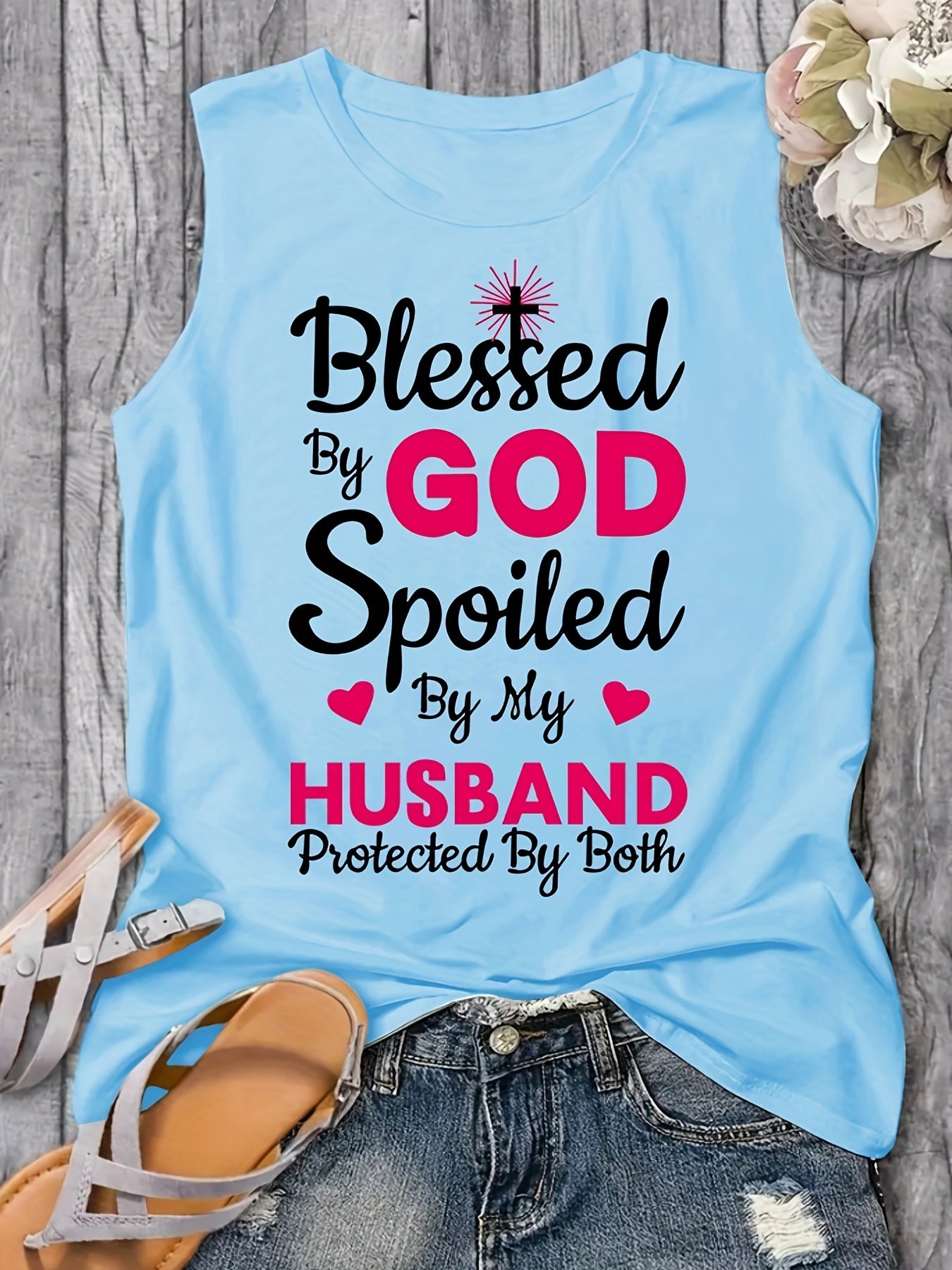 Blessed By God Spoiled By My Husband Protected By Both Women's Christian Tank Top claimedbygoddesigns