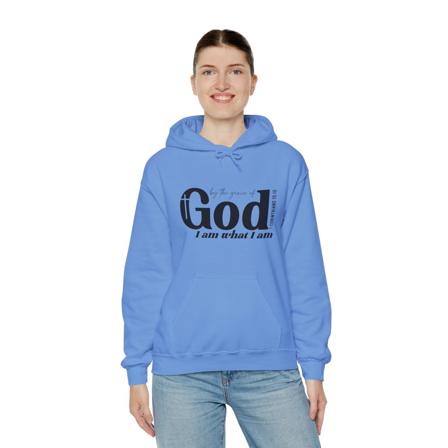 1 Corinthians 15:10 By The Grace Of God I Am What I Am Unisex Christian Pullover Hooded Sweatshirt