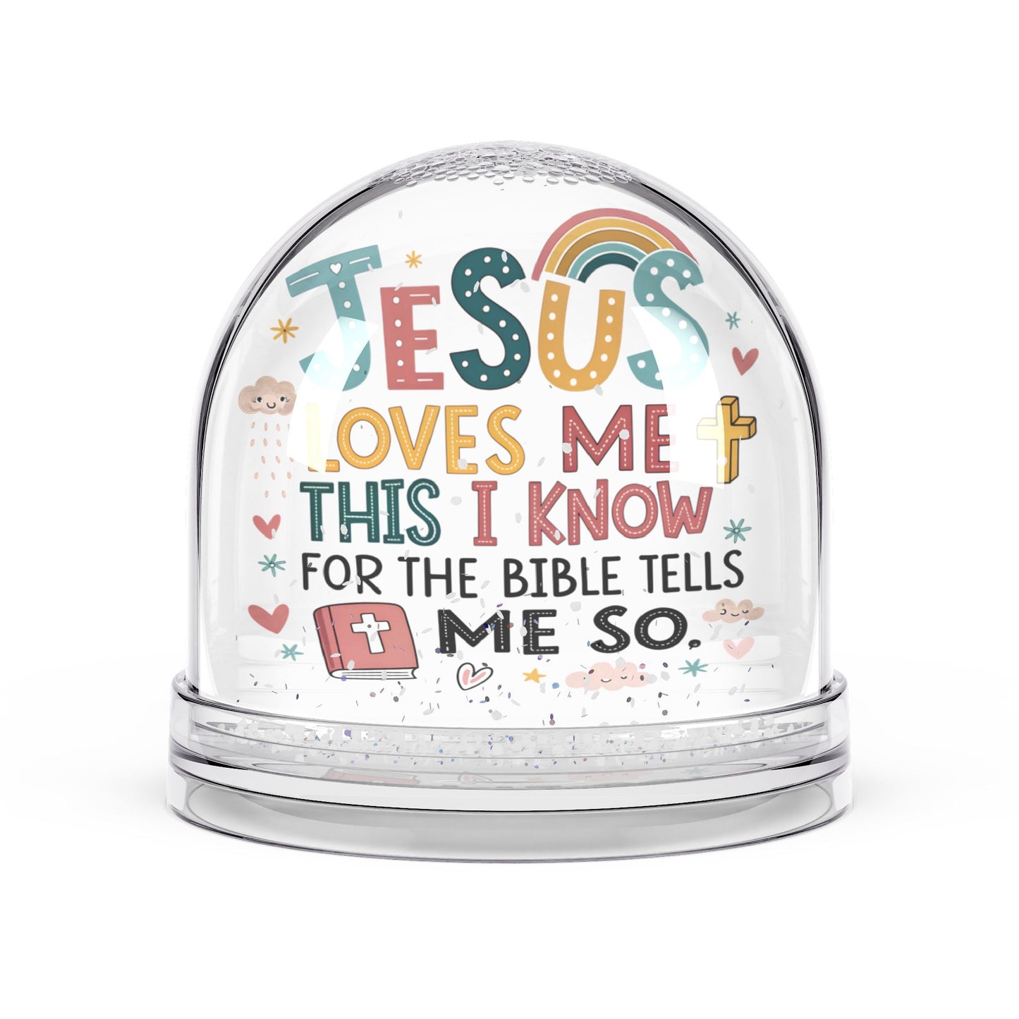 Christian Snow Globe, Religious Home Decor, Inspirational Gift, Christmas Decoration, He Loves Me This I Know - ClaimedbyGodDesigns