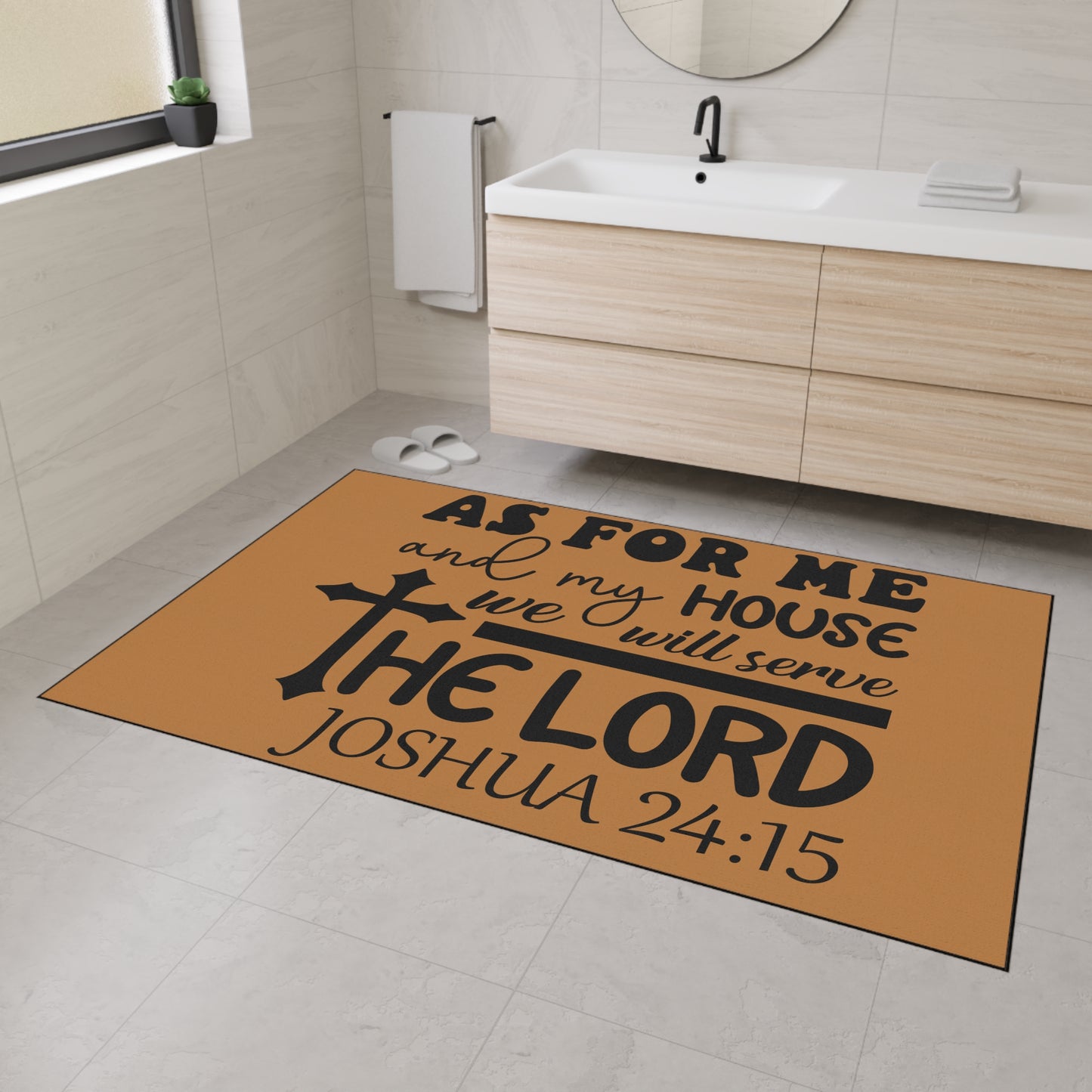 Christian Heavy Duty Floor Mat, We Will Serve Decor, Religious Entryway Rug, Scripture Welcome Mat, Inspirational