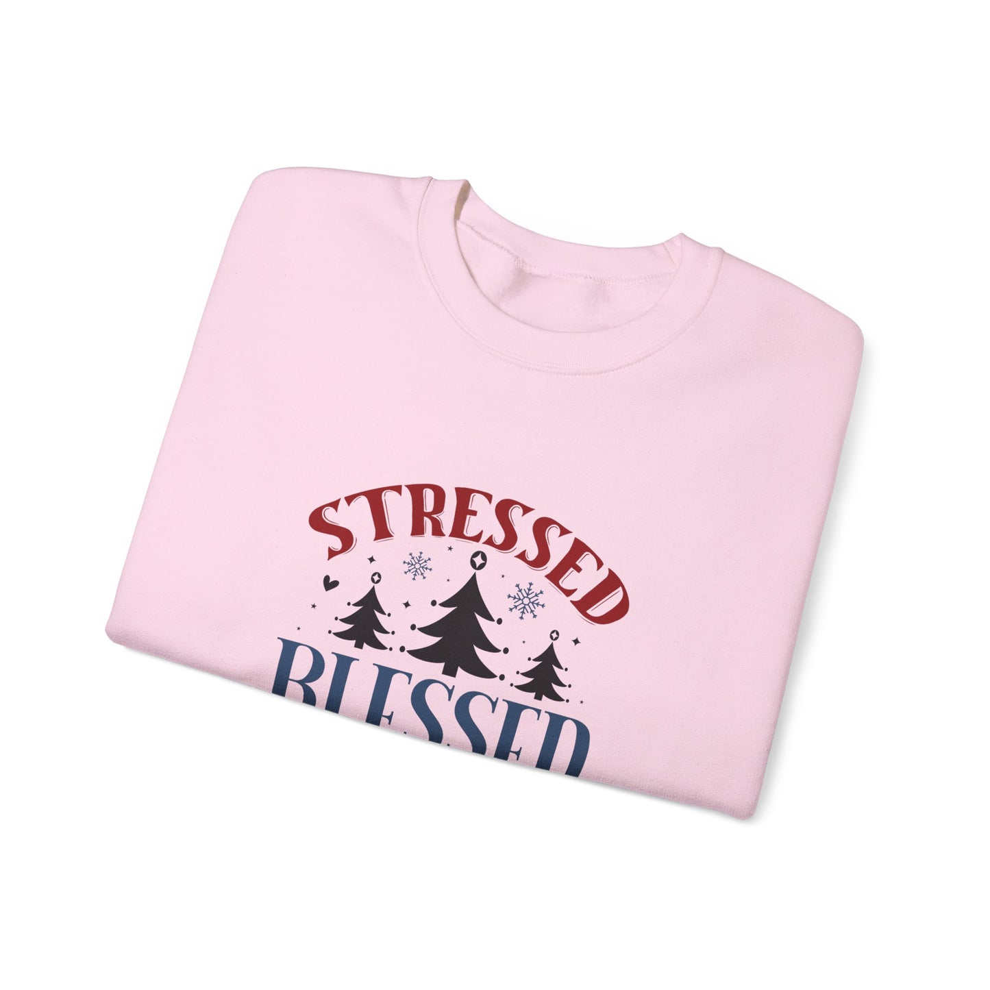 Stressed Blessed Christmas Obsessed Unisex Heavy Blend™ Crewneck Christian Sweatshirt