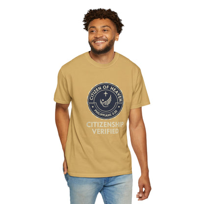 Citizen of Heaven T-shirt, Unisex Garment - Dyed Tee, Spiritual Gift, Christian Apparel, Faith - Based Fashion, Inspirational Top - ClaimedbyGodDesigns