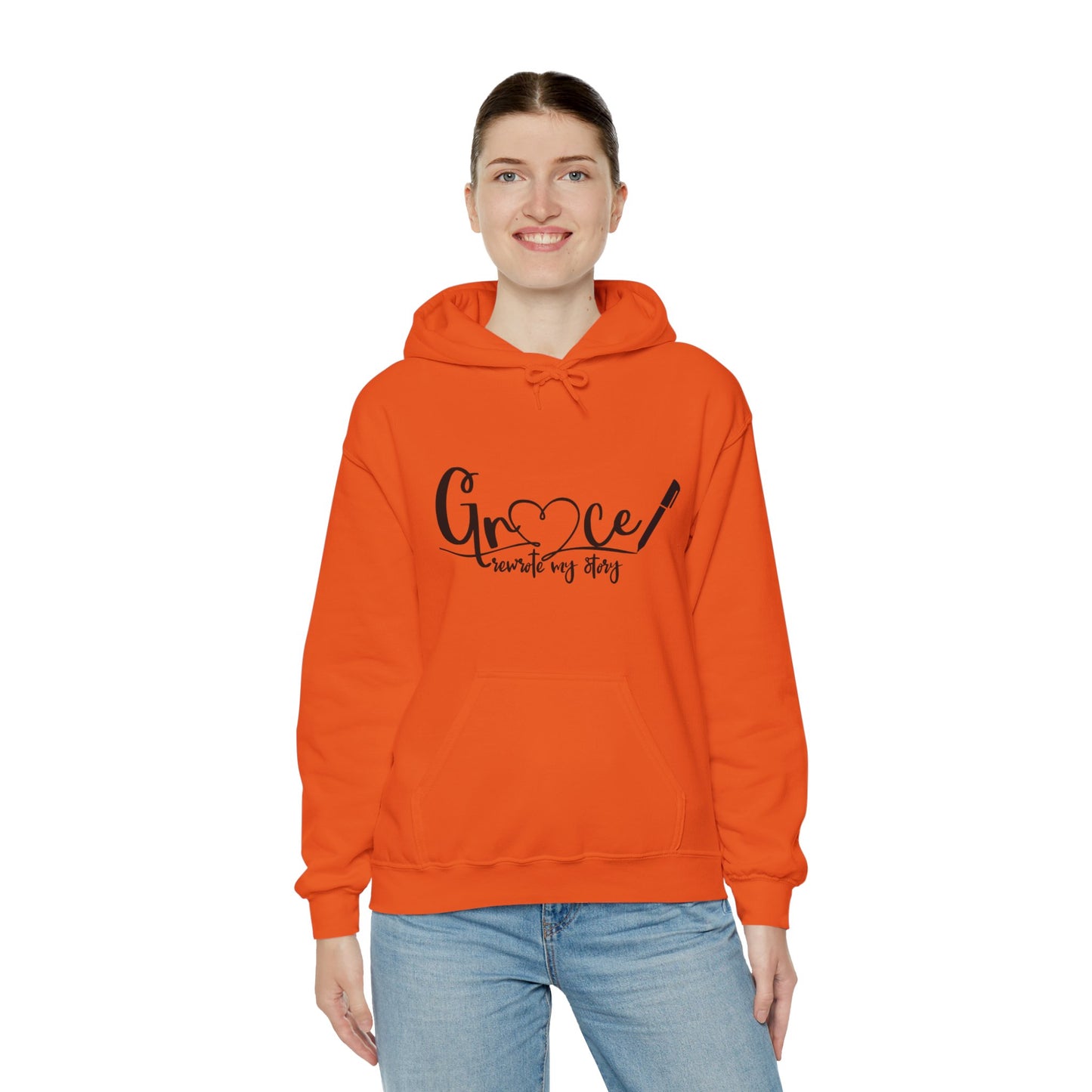 Grace Rewrote My Story Unisex Christian Pullover Hooded Sweatshirt