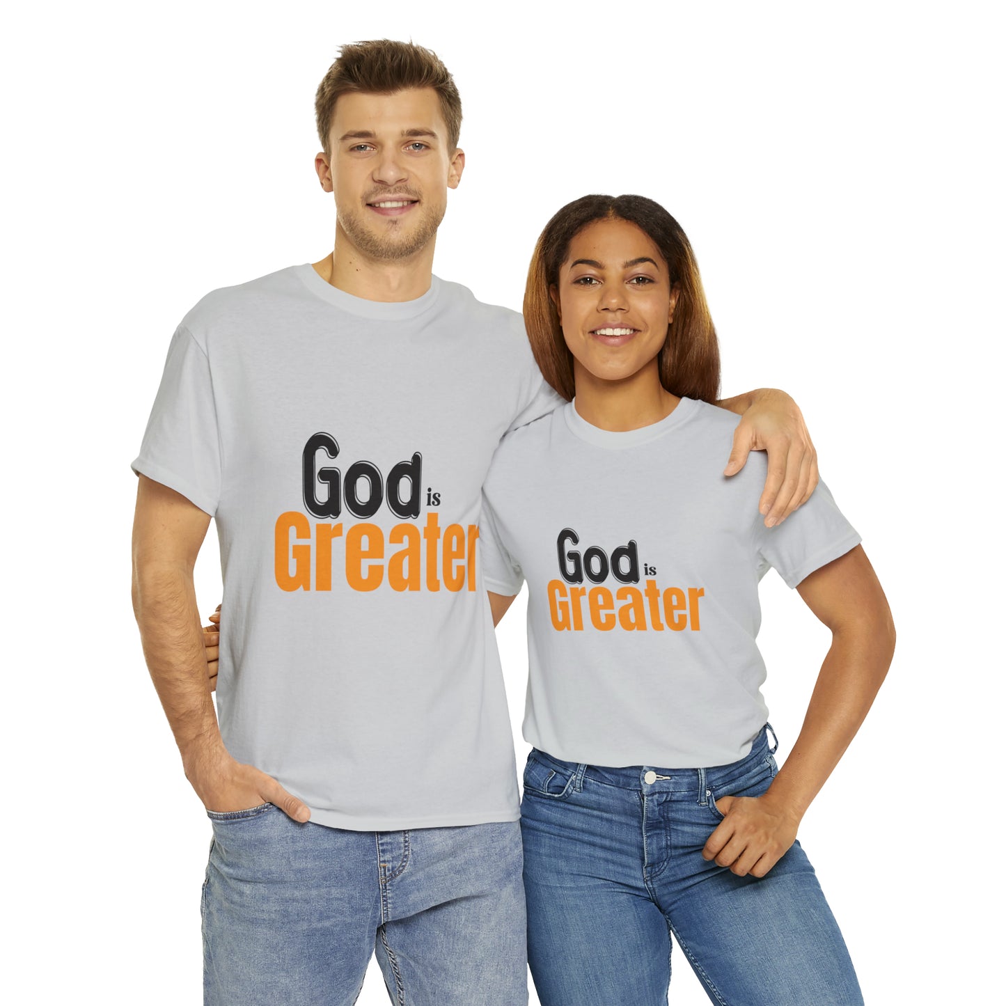 God Is Greater Unisex Heavy Cotton Tee Printify