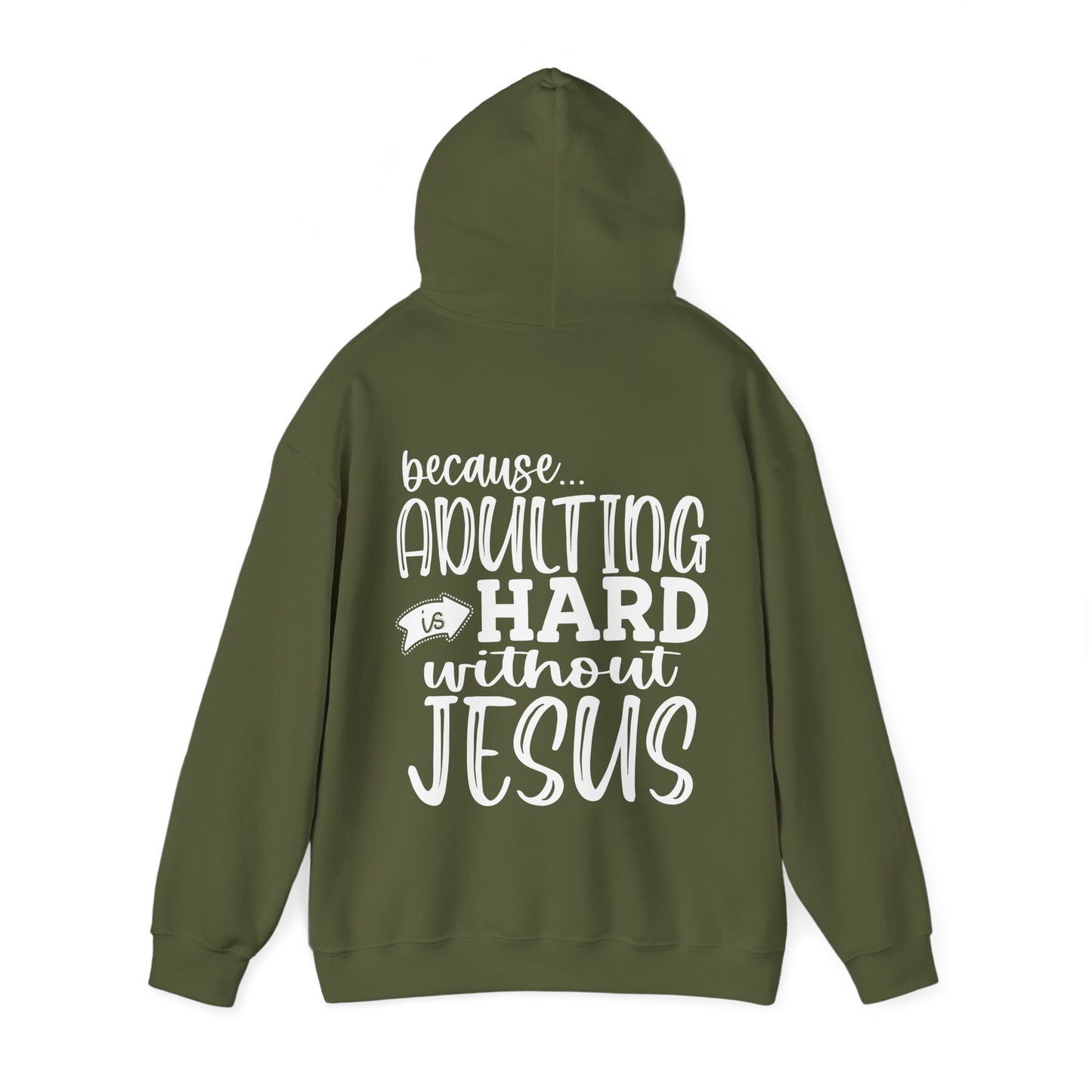 Pray Wait Trust Because Adulting Is Hard Without Jesus Unisex Christian Hooded Pullover Sweatshirt