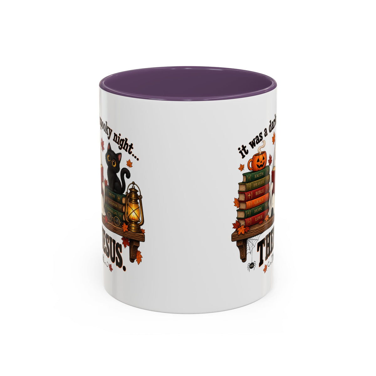 Halloween Christian Coffee Mug — “It Was a Dark and Spooky Night… Then Jesus” Accent Mug