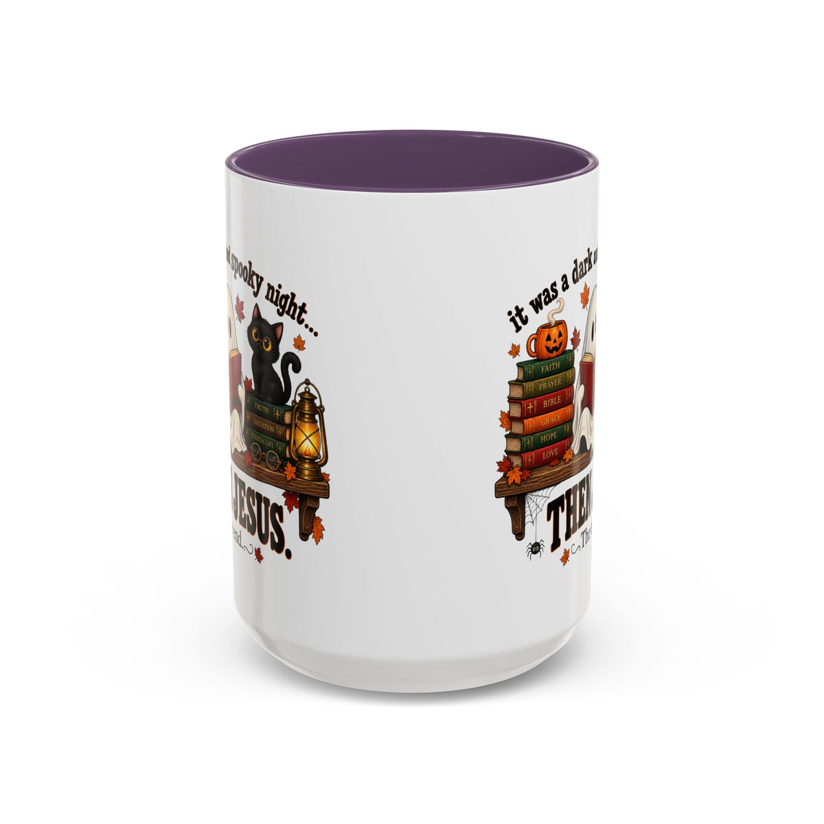 Halloween Christian Coffee Mug — “It Was a Dark and Spooky Night… Then Jesus” Accent Mug