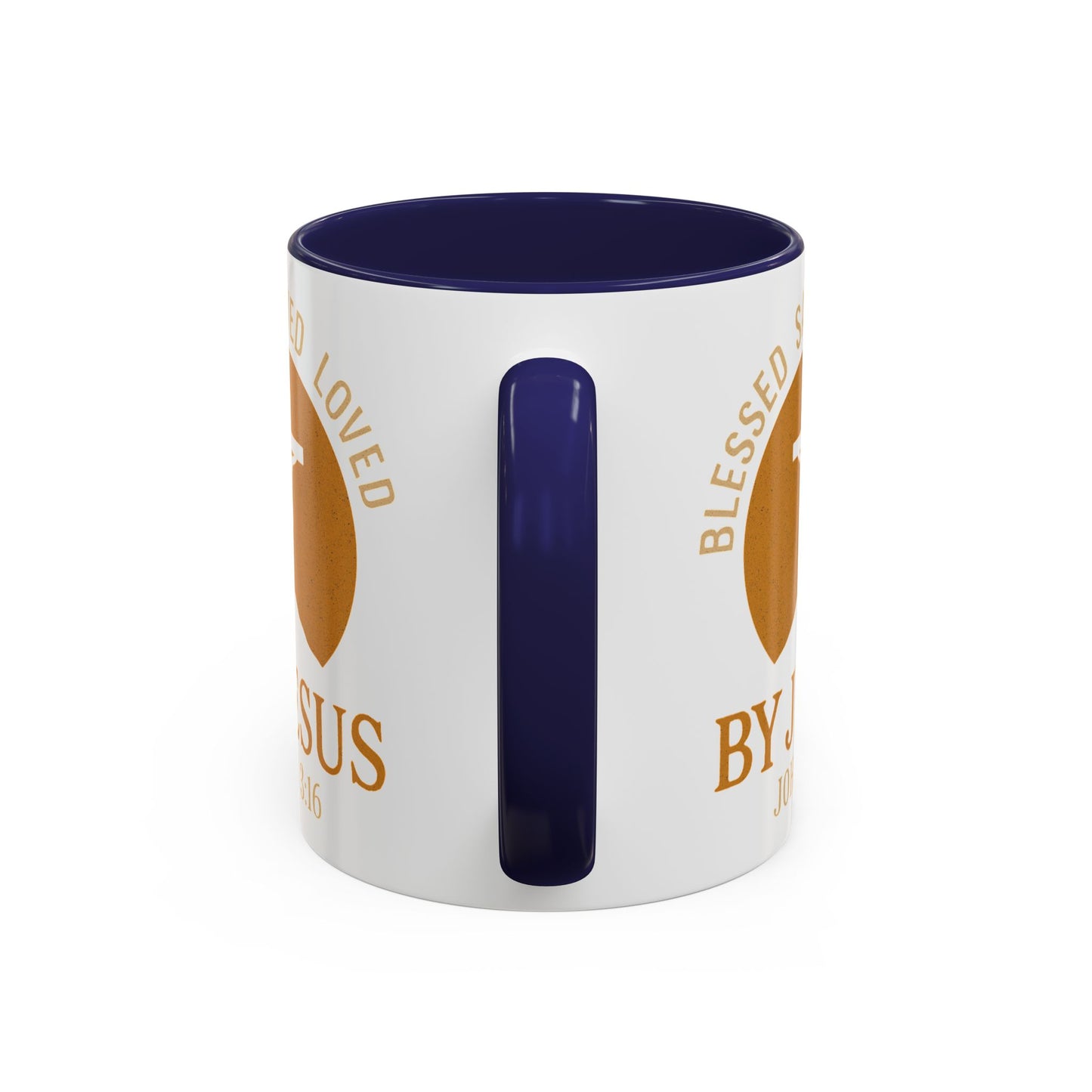 Inspirational Accent Coffee Mug - Blessed, Saved, Loved by Him | John 3:16
