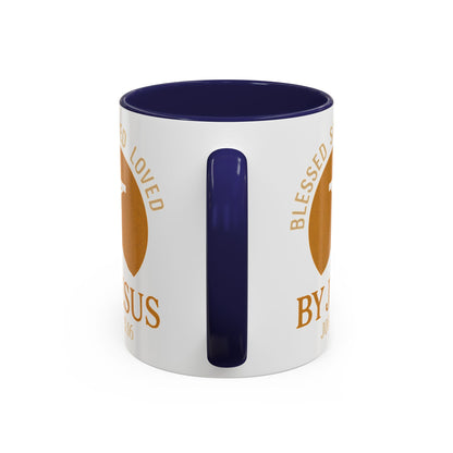 Inspirational Accent Coffee Mug - Blessed, Saved, Loved by Him | John 3:16