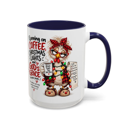 Running on Coffee, Christmas Lights and God’s Grace Christmas Mug
